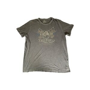 VINTAGE Triumph Motorcycle Shirt Adult Large Grey Bulldog Flag Tee Single Stitch